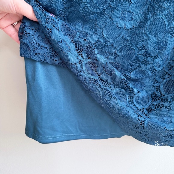 John Rocha Emerald Blue Lace Knee Length Dress - Picture 10 of 16